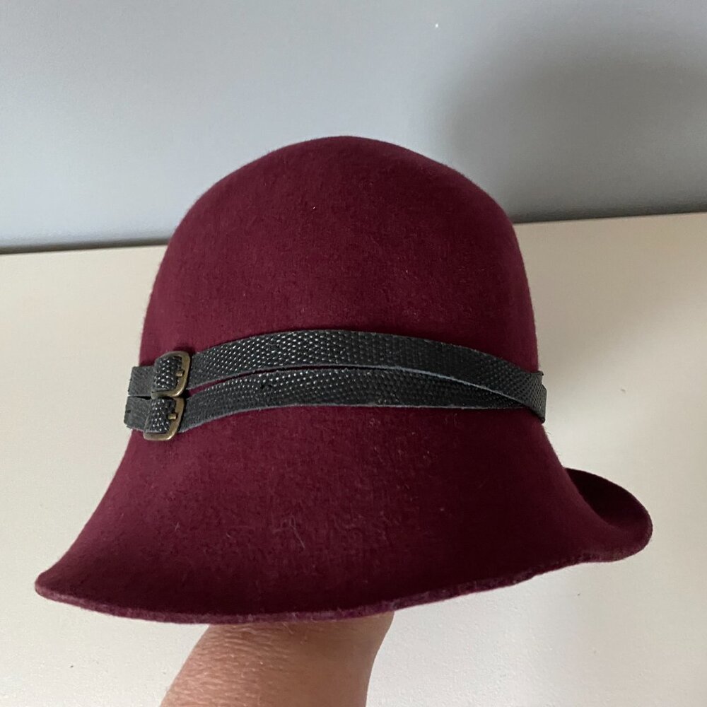Vintage Goorin Bros. Burgundy Felt Wool Cloche Bucket Vamp School Preppy Hat S